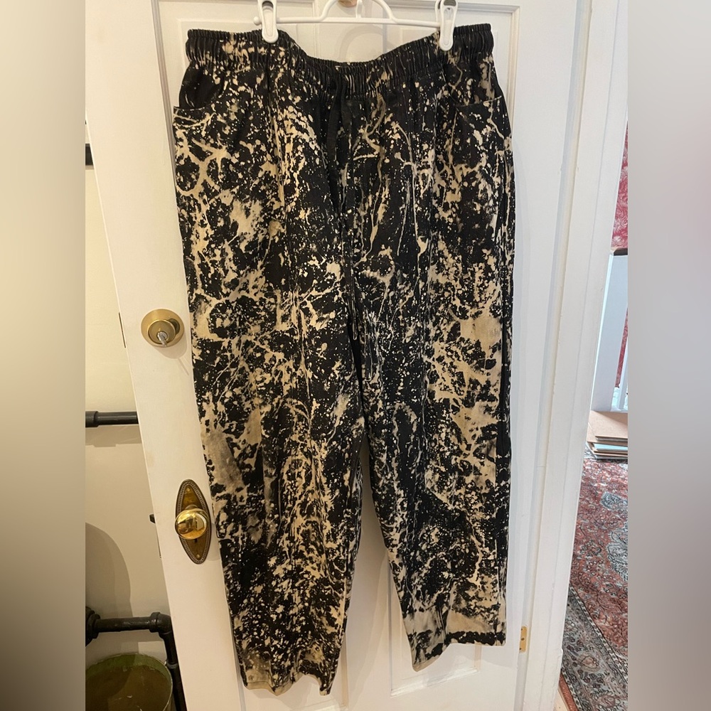 Bleach dyed raw denim jeans